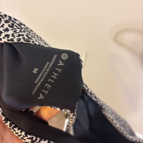 Athleta White with Black Leopard Print Swimsuit Top Medium - Picture 3 of 3